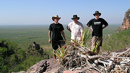 Group shot of kuvaweopu, Asmu and Gandi on top of Nourlangie Rock in Kakadu National Park. (Picture: kuvaweopu)