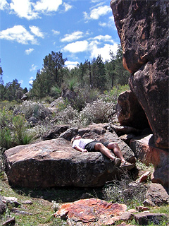 Near Hawker, South Australia, we found what might very well be the most ergonomic boulder ever made. Relaxing on top of it was pure nirvana. (Picture: Gandi)