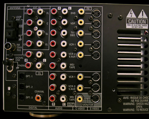 back panel of Denon AVR-3300